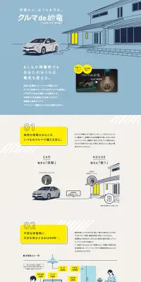 クルマde給電のLPデザイン（車・バイク・自転車／ブルー系／信頼・安心系）PC版