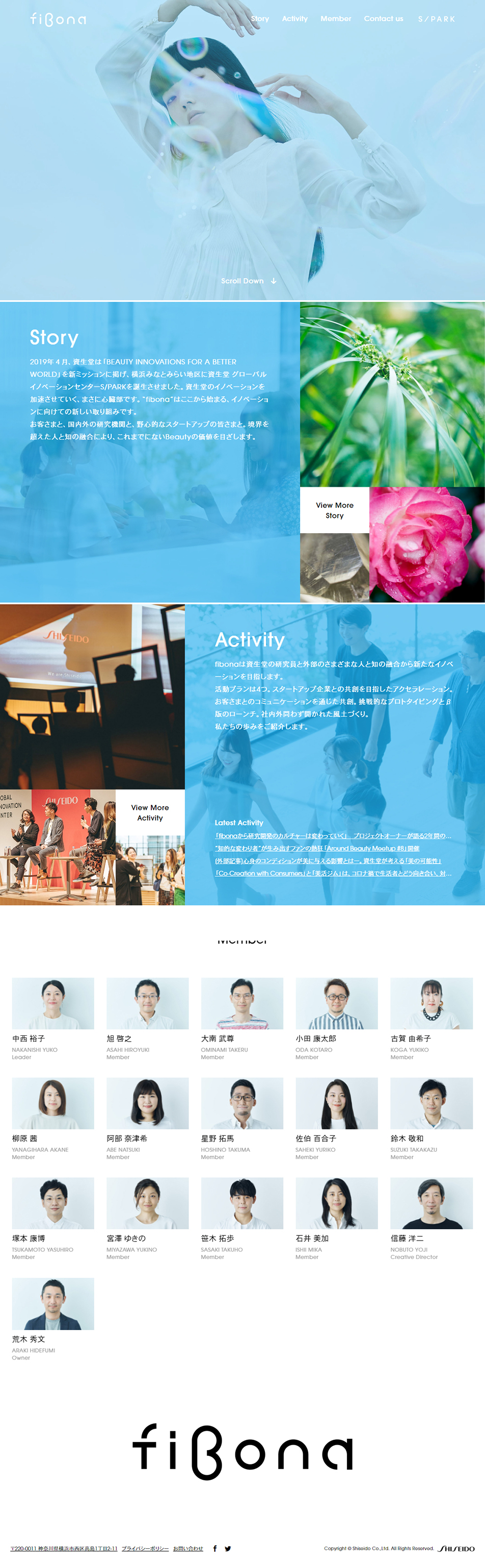 fibonaのLPデザイン（企業・会社・お店／ブルー系／シンプル系）PC版