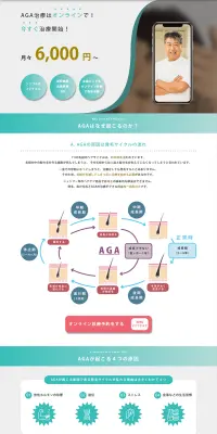 AGA治療のLPデザイン（美容サービス／グリーン系／清潔系）PC版