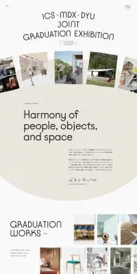 ICS×MDX×DYU JOINT GRADUATION EXHIBITIONのLPデザイン（サービス・保険・金融／ホワイト系／シンプル系）PC版