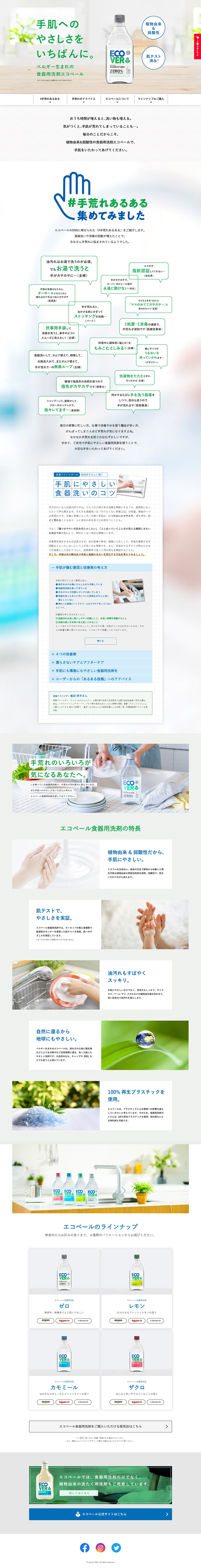 エコベール食器用洗剤のLPデザイン（日用雑貨／ホワイト系／清潔系）PC版