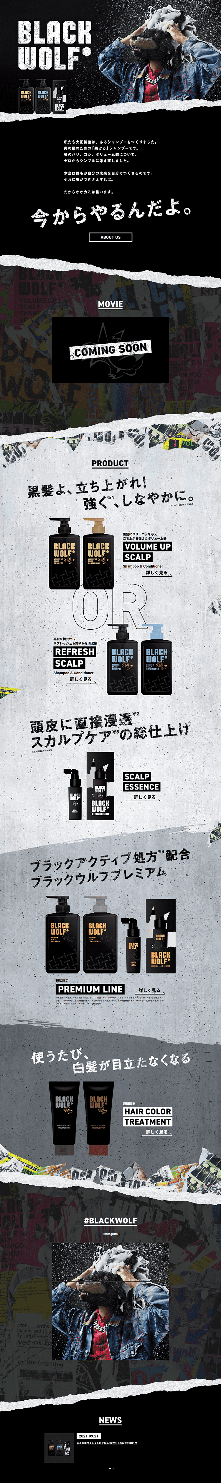 ブラックウルフのLPデザイン（美容・スキンケア・香水／ブラック系／かっこいい系）PC版