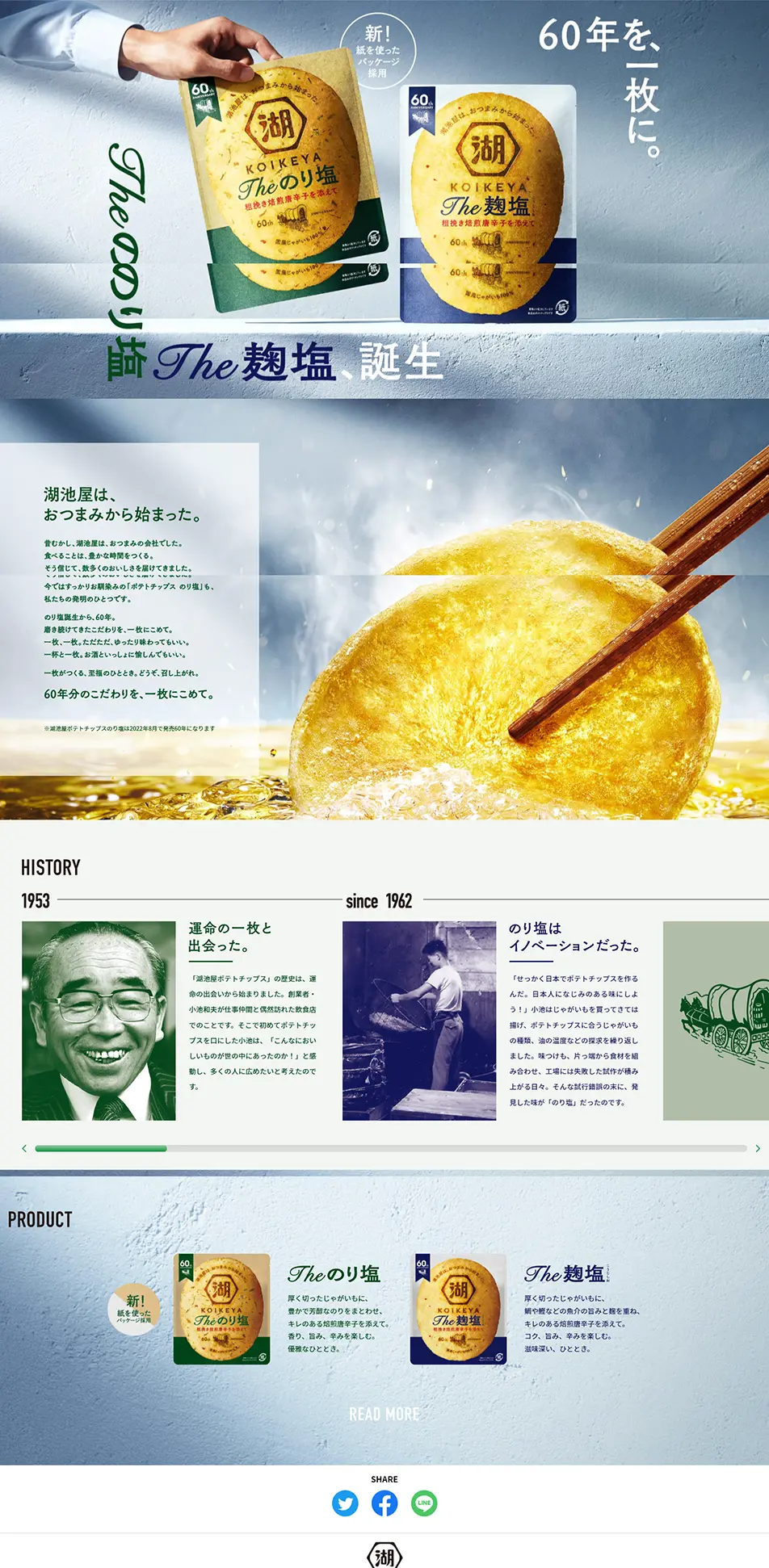 Theのり塩、The麹塩のLPデザイン（スイーツ・スナック菓子／グレー系／かっこいい系）PC版