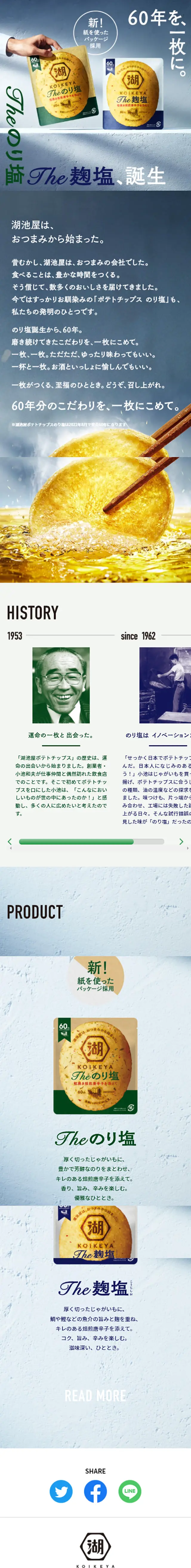 Theのり塩、The麹塩のLPデザイン（スイーツ・スナック菓子／グレー系／かっこいい系）スマホ版
