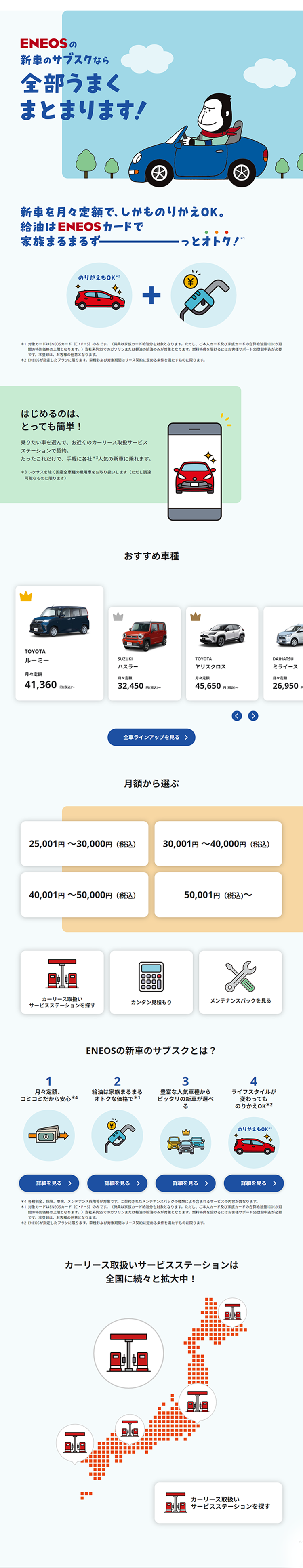 ENEOS New Car Subscription LP design (Rental, Contracting, and Outsourcing / Shades of blue / Simple) PC version