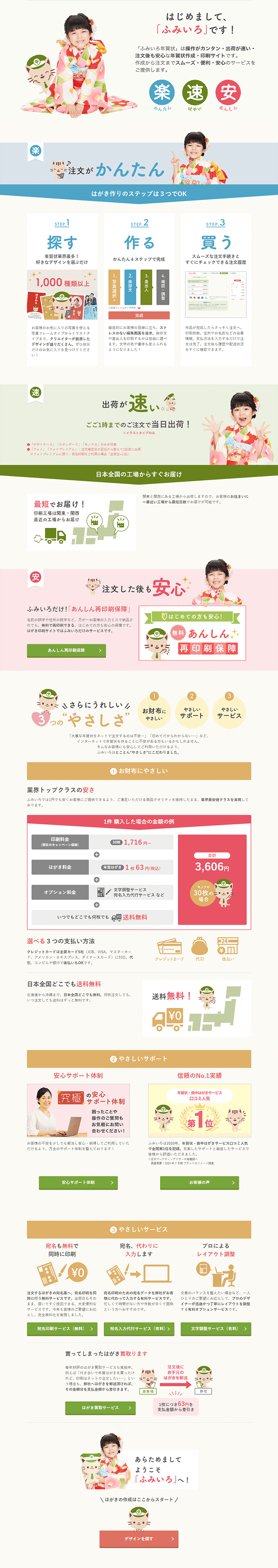 Features of Fumi-iro LP design (Diagnosis, Matching, and Summary / Multi-color type / Trust and Safety) PC version
