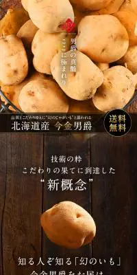 北海道産今金男爵のLPデザイン（フルーツ・果物・野菜／ブラック系／高級・セレブ系）PC版