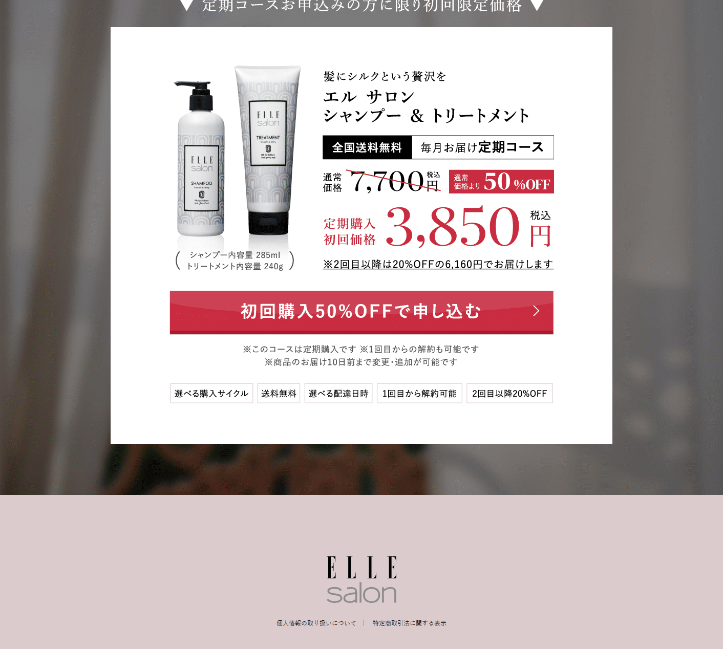 ELLEsalon Shampoo & Treatment LP design (Skincare, Bodycare, Haircare / Shades of grey / Refined style) PC version
