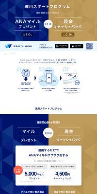 WealthWing ANA Mileage Program LP design (Insurance, Finance, Credit / Shades of blue / Trust and Safety) PC version