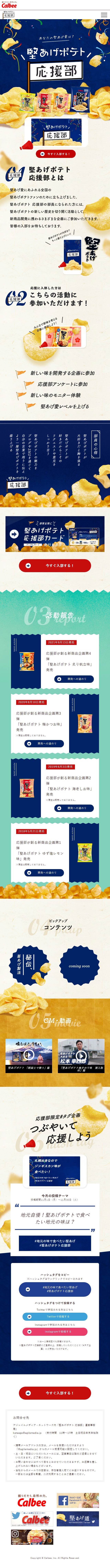 堅あげポテト 応援部のLPデザイン（イベント・キャンペーン・体験／ブルー系／にぎやか系）スマホ版