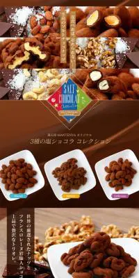 3種の塩ショコラ コレクションのLPデザイン（スナック・ガム・あめ・グミ／ブラウン系／ナチュラル系）PC版