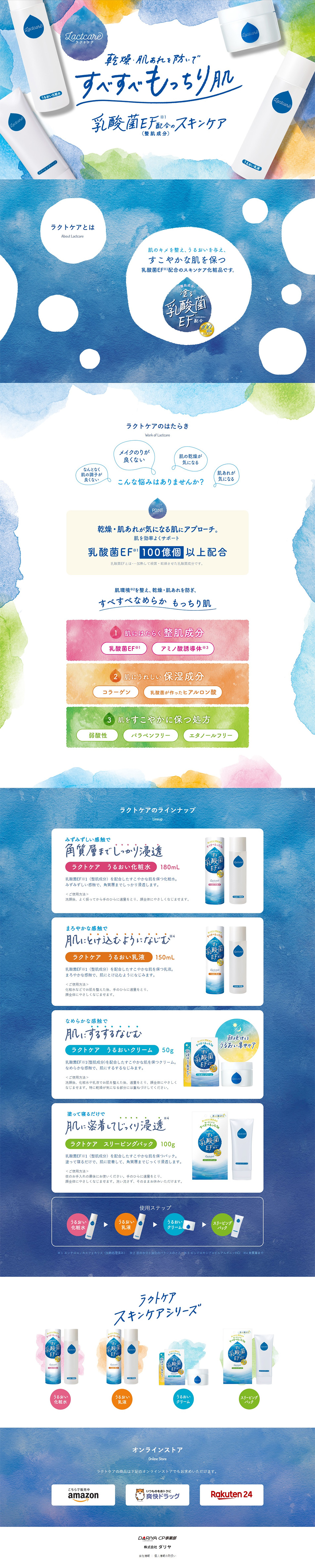 Lactcare LP design (Skincare, Bodycare, Haircare / Shades of blue / Clean-cut) PC version