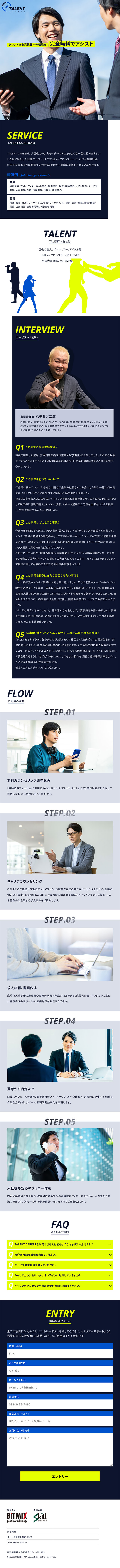 TALENTCAREER LP design (Diagnosis, Matching, and Summary / Shades of blue / Simple) Mobile version