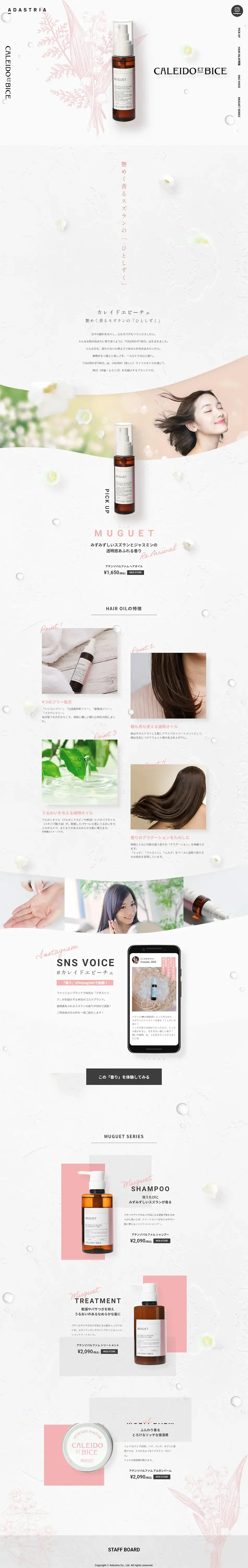カレイドエビーチェのLPデザイン（スキンケア・ボディケア・ヘアケア／ホワイト系／キレイ系）PC版