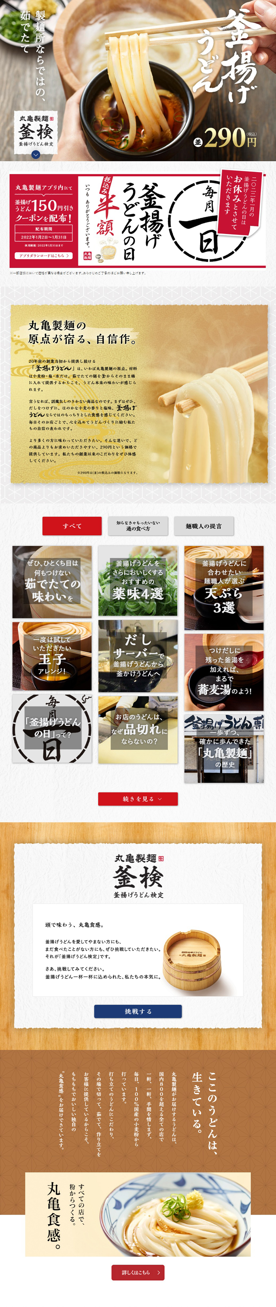 釜揚げうどんのLPデザイン（麺・パン・粉物／ホワイト系／和風系）PC版