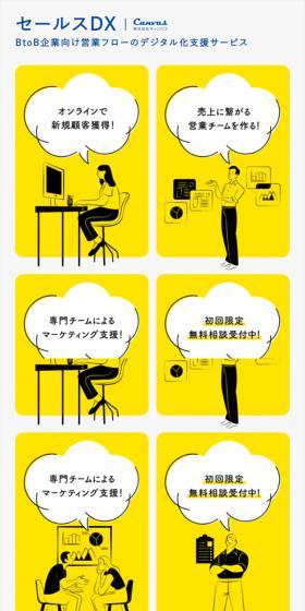 セールスDXのLPデザイン（デザイン・アプリ・システム／イエロー系／信頼・安心系）スマホ版