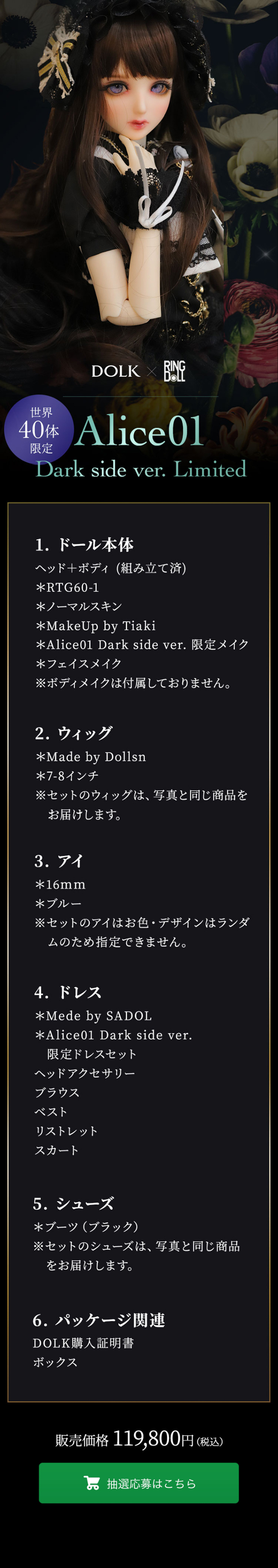 Alice01Darksidever.Limited LP design (Toys, Hobbies & Figures / Black-colored / Refined style) Mobile version