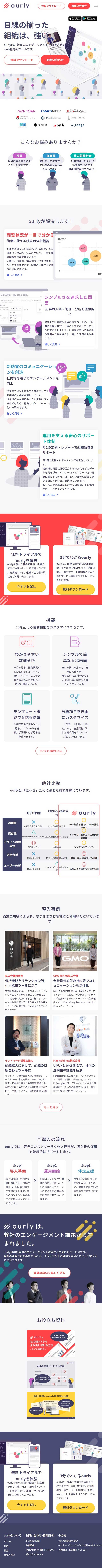 ourlyのLPデザイン（デザイン・アプリ・システム／カラフル系／シンプル系）スマホ版