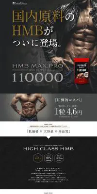 HMB MAX proのLPデザイン（プロテイン・サプリメント／グレー系／かっこいい系）PC版