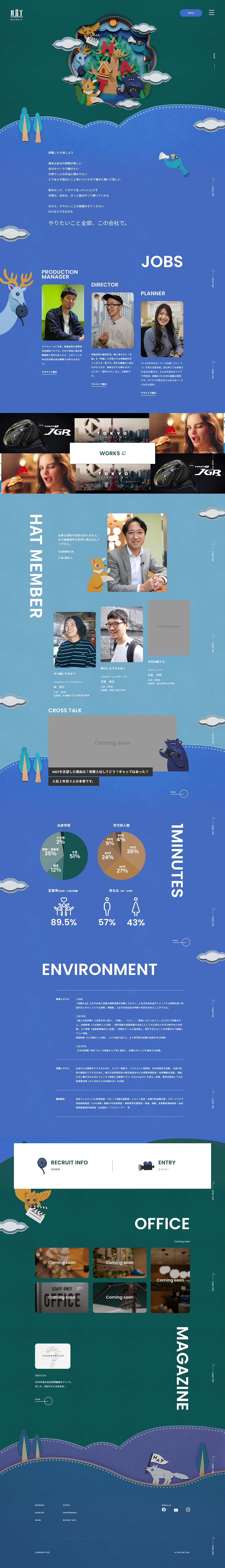Recruitment | HATINC.OFFICIALWEB LP design (recruitment / Green tones / Manga) PC version