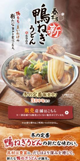 新 鴨ねぎうどんのLPデザイン（麺・パン・粉物／ベージュ系／和風系）スマホ版