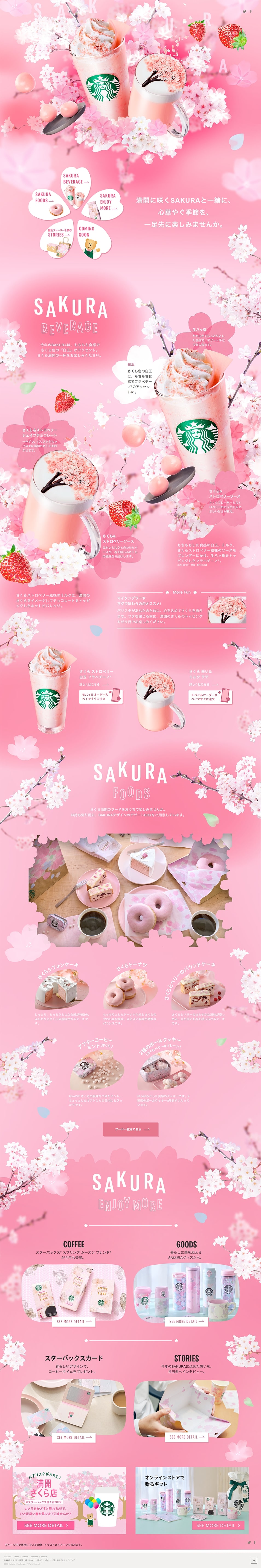 Sakura Strawberry Shiratama Frappuccino LP design (Green Tea, Black Tea, and Coffee / Pink shades / Cute style) PC version