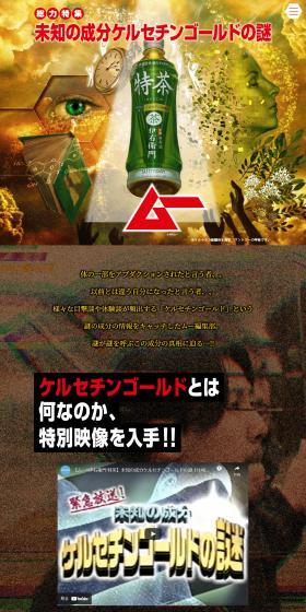Mu x Suntory Tokucha - "The Mystery of the Unknown Ingredient Quercetin Gold" LP design (Lively type) PC version