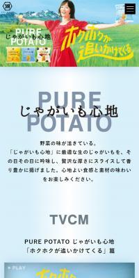 PURE POTATO じゃがいも心地・PURE de RICE おこめ心地のLPデザイン（スナック・ガム・あめ・グミ／ブルー系／シンプル系）スマホ版