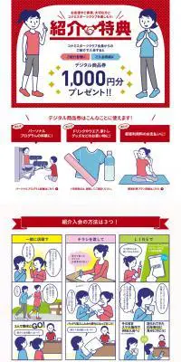 紹介特典のLPデザイン（イベント・キャンペーン・体験／レッド系／マンガ・イラスト系）PC版