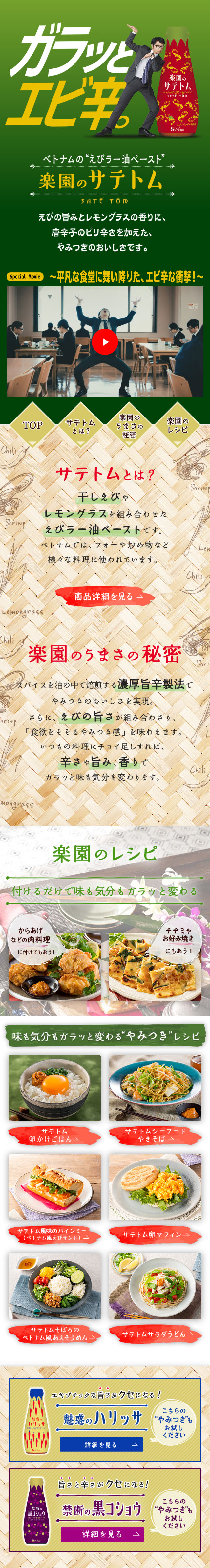 Rakuen no Satetomu LP design (Seasonings, Sweeteners, Broth, Soup / Green tones / Simple) Mobile version