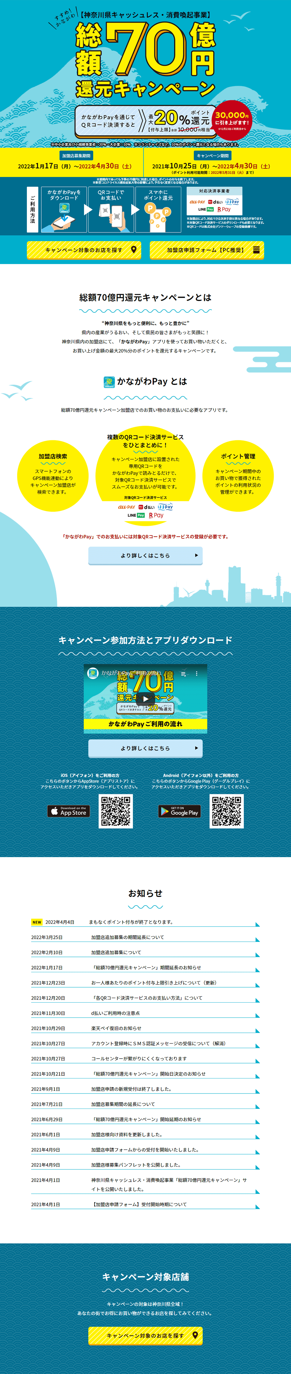 Total 7 Billion Yen Point-Back Campaign LP design (Events, Campaigns, Experiences / Shades of blue / Lively type) PC version