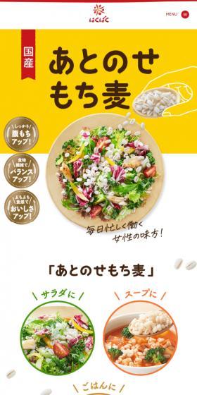 あとのせもち麦のLPデザイン（米・雑穀・シリアル／イエロー系／かわいい系）スマホ版