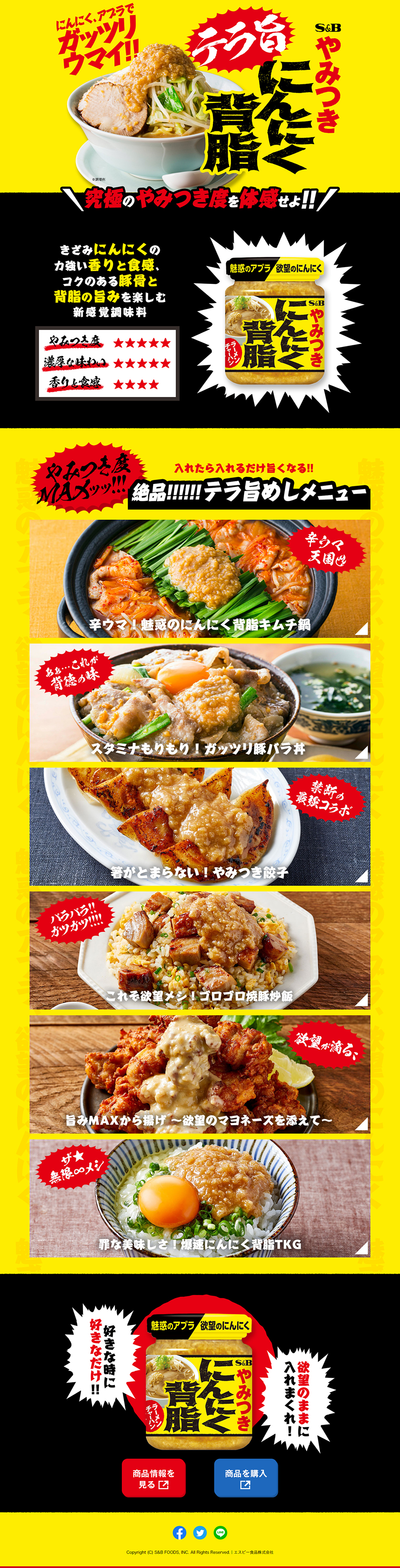 にんにく背脂のLPデザイン（調味料・甘味料・ダシ・スープ／イエロー系／力強い系）PC版