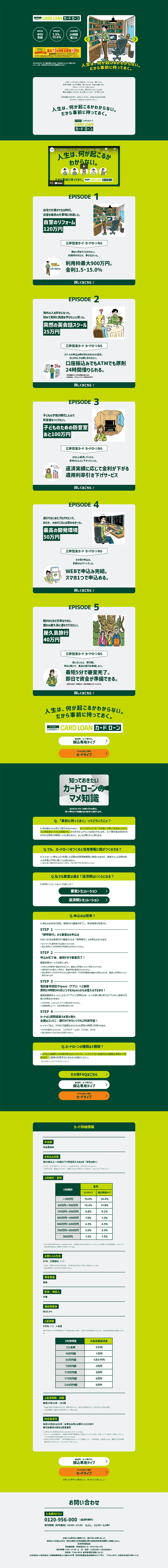 Mitsui Sumitomo Card Card Loan LP design (Insurance, Finance, Credit / Green tones / Simple) PC version