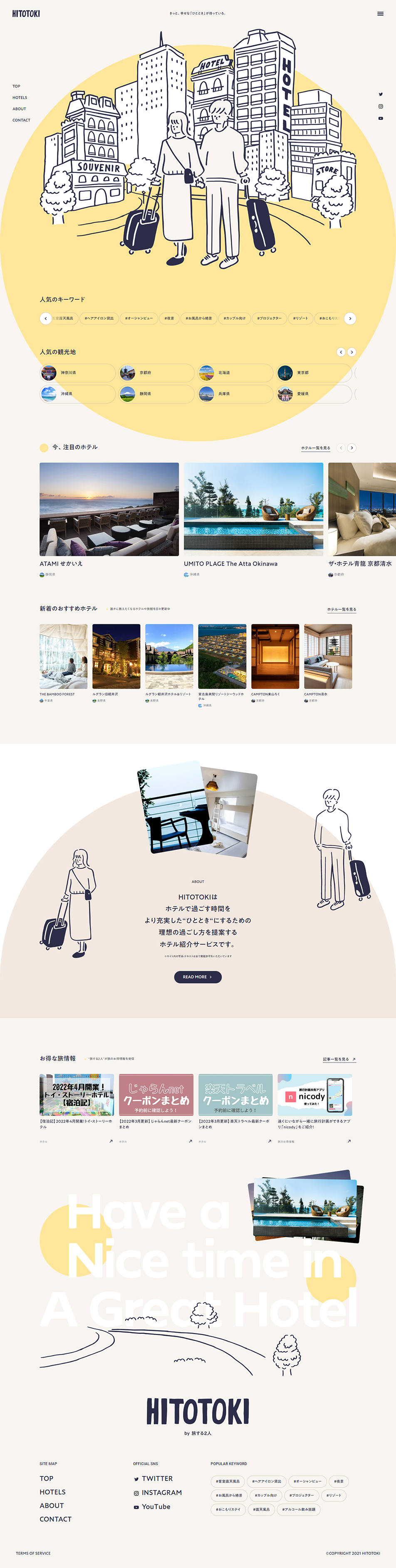 HITOTOKI LP design (Domestic and international travel / Beige tones / Cute style) PC version