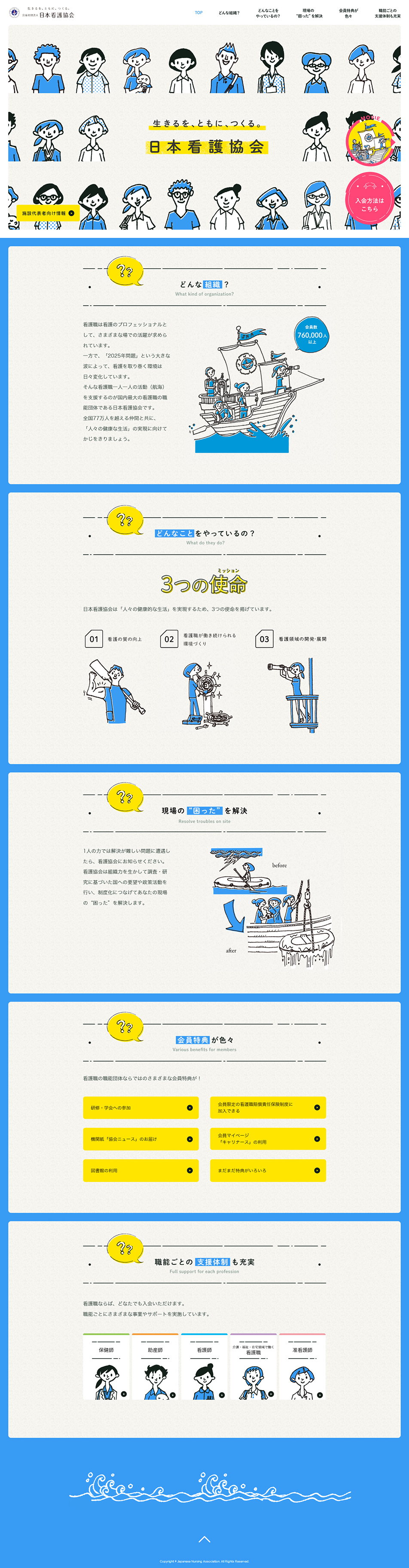 Japanese Nursing Association LP design (Businesses, companies, stores / Shades of blue / Cute style) PC version