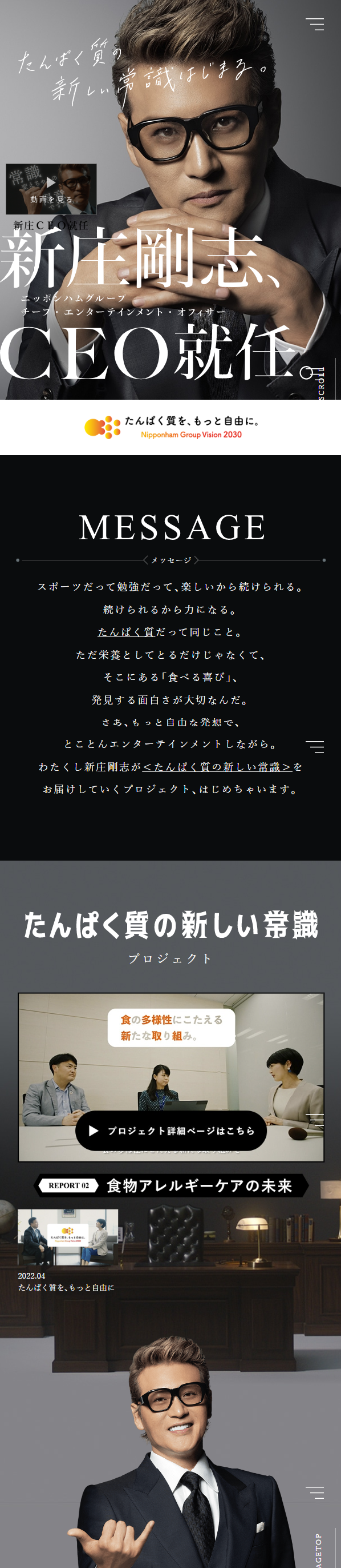 Shinjo CEO LP design (Businesses, companies, stores / Black-colored / Cool style) Mobile version