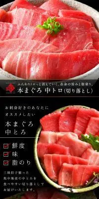 本マグロ 中とろ切り落としのLPデザイン（魚介類・海産物／ブラック系／高級・セレブ系）PC版