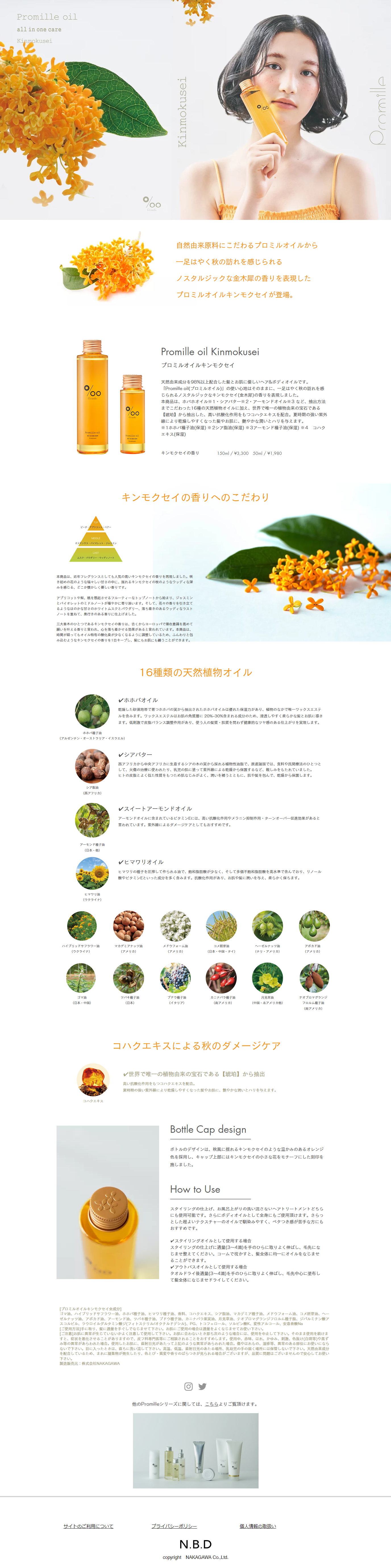 Promille oil KinmokuseiのLPデザイン（オレンジ系／かわいい系）PC版