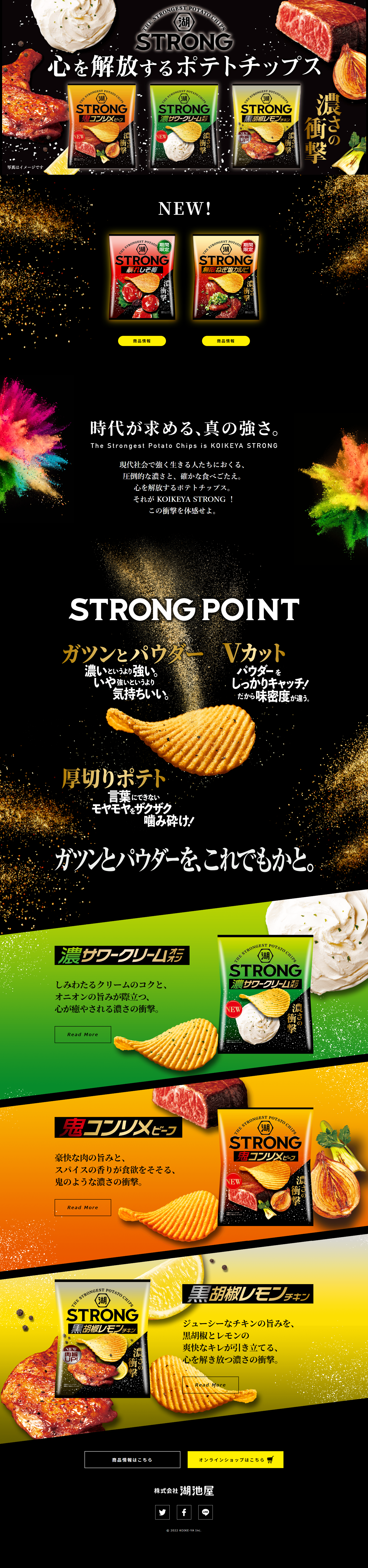 Koikeya STRONG LP design (Snack foods, gum, and candy / Gold tones / Cool style) PC version