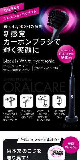 ブラックisホワイト音波式電動歯ブラシのLPデザイン（スキンケア・ボディケア・ヘアケア／ホワイト系／キレイ系）スマホ版
