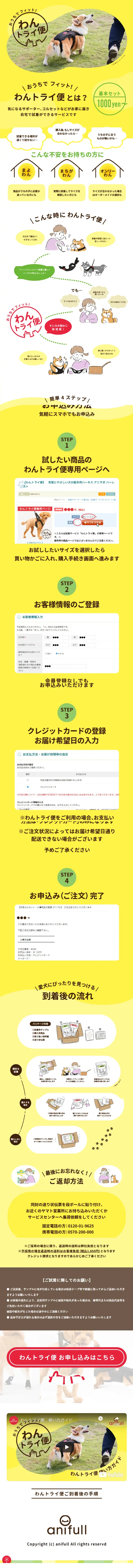 わんトライ便のLPデザイン（ペットフード ・ ペット用品／イエロー系／かわいい系）スマホ版