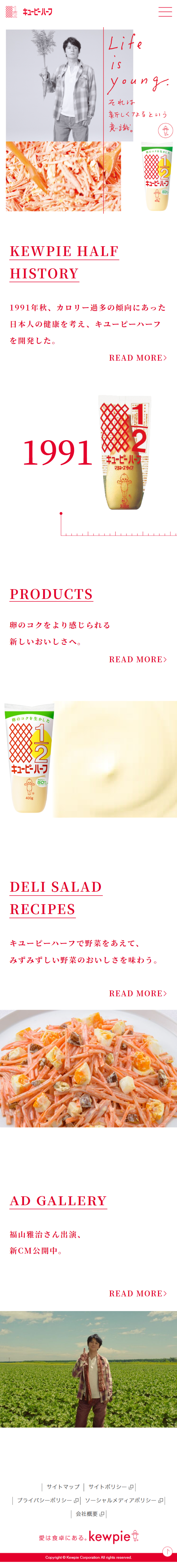 Kewpie Half LP design (Seasonings, Sweeteners, Broth, Soup / Red tones / Simple) Mobile version
