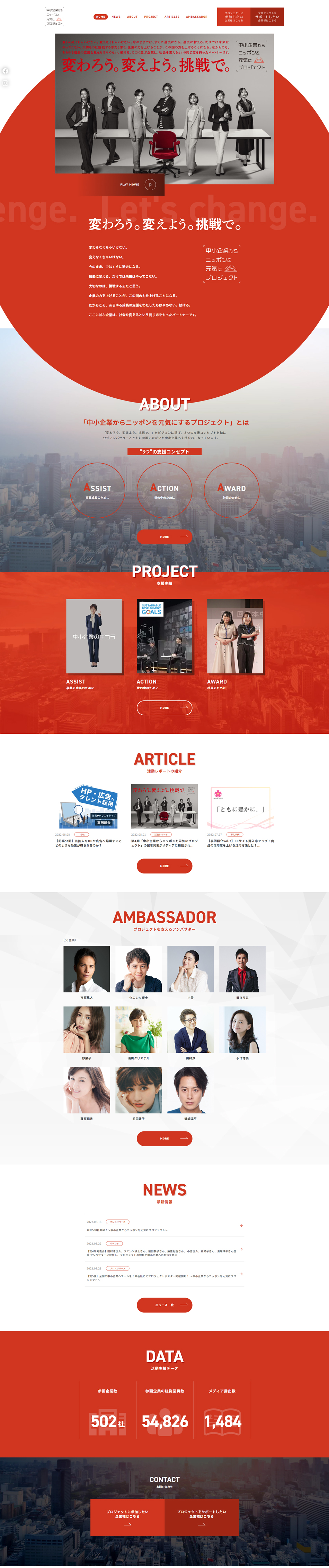 Project to Energize Nippon from SMEs LP design (Businesses, companies, stores / Red tones / Cool style) PC version