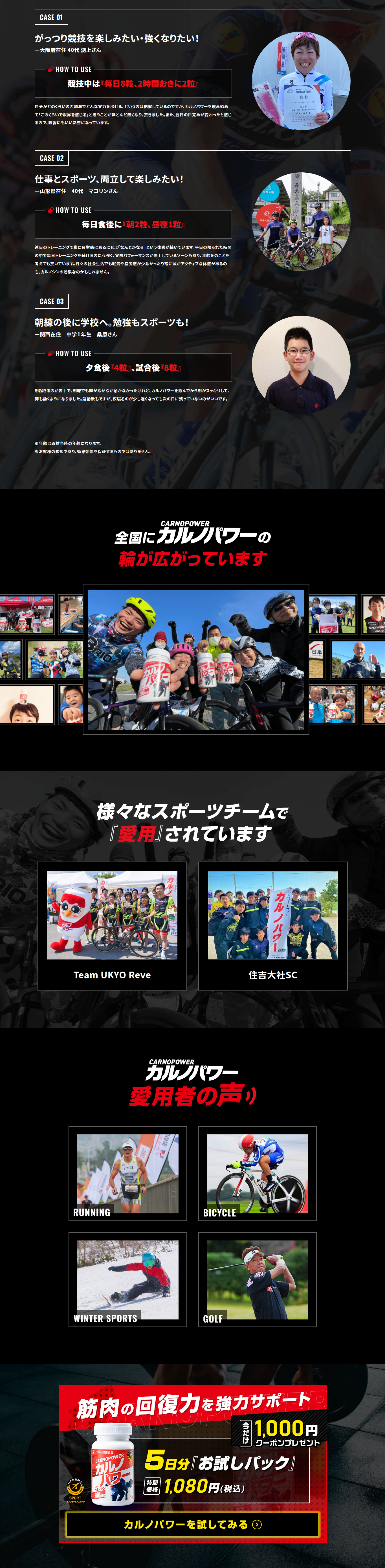 カルノパワーのLPデザイン（健康食品・健康ドリンク・サプリメント／ブラック系／かっこいい系）PC版