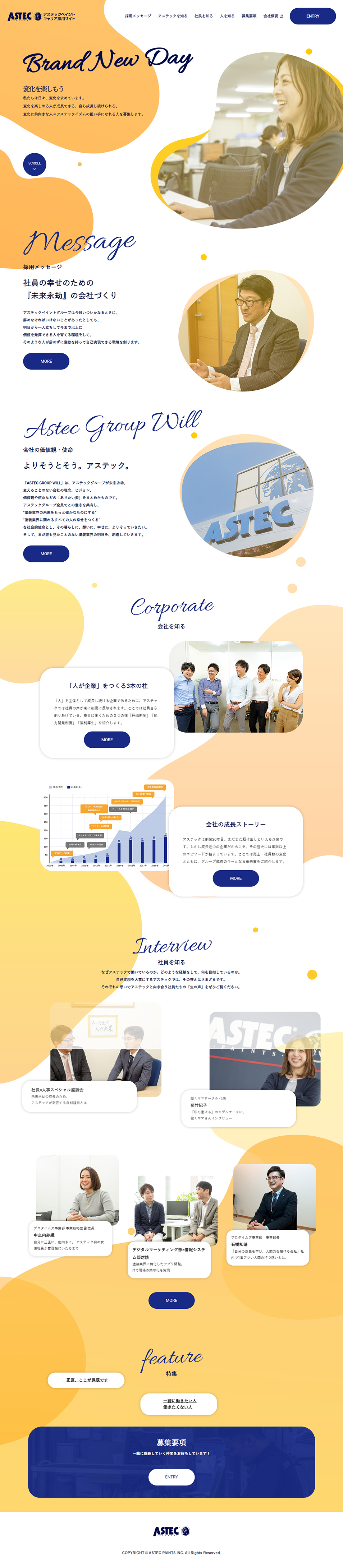 中途採用サイトのLPデザイン（中途採用／オレンジ系／シンプル系）PC版