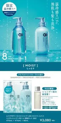 エイトザタラソ モイストシャンプー&モイストトリートメントのLPデザイン（スキンケア・ボディケア・ヘアケア／ホワイト系／スタイリッシュ系）PC版