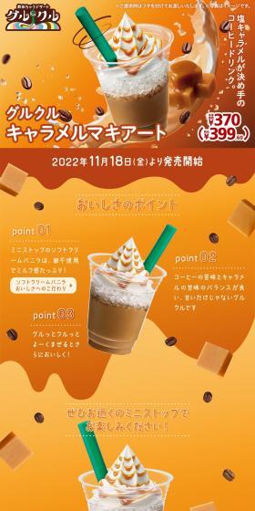 Gurukuru Caramel Macchiato LP design (Green Tea, Black Tea, and Coffee / Orange tones / Lively type) PC version