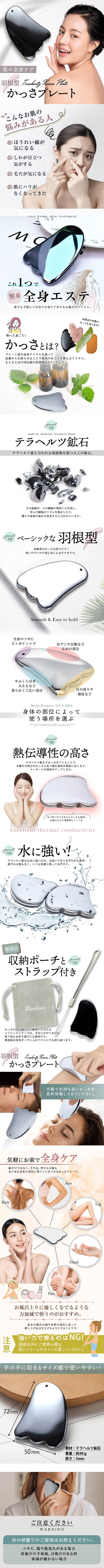 かっさプレートのLPデザイン（スキンケア・ボディケア・ヘアケア／ホワイト系／スタイリッシュ系）PC版