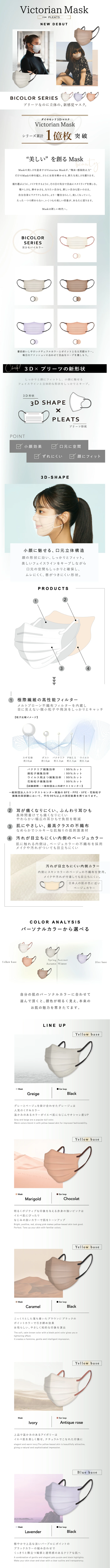 Victorian Mask for PLEATSのLPデザイン（応急手当・保護用品／ホワイト系／シンプル系）スマホ版